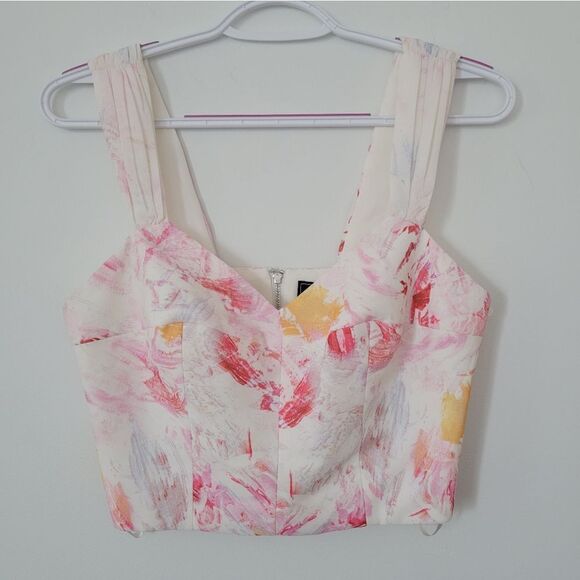 BCBGMAXAZRIA Woven Printed Crop Top NWOT - Picture 1 of 6
